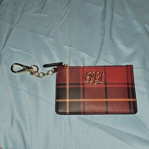 RLL Ralph Lauren Tartan Plaid Keychain Card Case